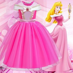 女孩贝尔粉色连衣裙礼服裙睡美人艾洛公主裙洋气欧式演出服蓬蓬裙