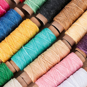 210D编织皮革扁蜡线30米手缝线蜡线彩色手缝针织线牛皮制作1mm线