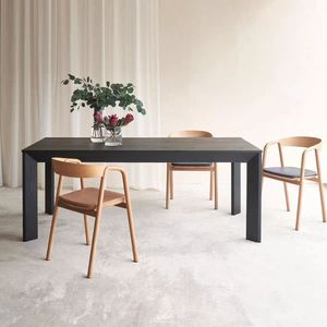 简约实木餐桌现代家用橡木书桌侘寂风客厅长桌办公桌工作台原木桌