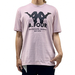 A.FOUR LABS Kappa仓石一树联名背靠背字母串标粉紫色男女短袖T恤