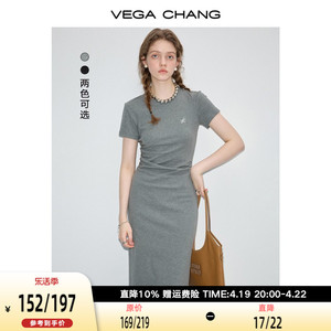 VEGA CHANG连衣裙女2024年夏季新款显瘦气质减龄长裙高级感t恤裙