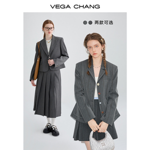 VEGA CHANG时尚套装女2024年春季新款通勤OL西装半身裙洋气两件套