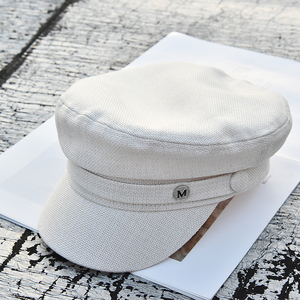 【英伦】海军帽女欧美八角帽复古白色平顶帽子贝雷春夏网红报童帽