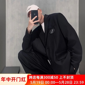 WE11DONE TRACK小众潮牌韩版设计感气质休闲男士情侣黑色西装外套