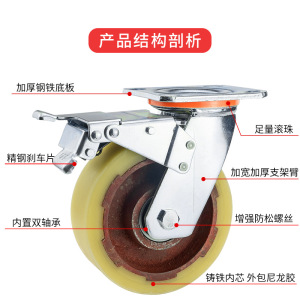 工厂直销4寸5寸6寸8寸重型脚轮铸铁尼龙轮实心承重万向轮推车牙轮