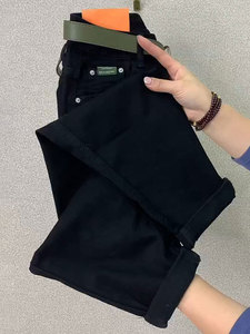 哈伦牛仔裤女夏季2024年新款大码加绒梨型身材高腰显瘦萝卜老爹裤