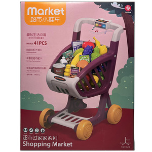 超市小推车儿童过家家玩具丰富的配件逼真的水果可折叠收纳方便