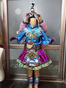 新款儿童苗族彝族畲族布依族独唱表演服女童快乐阳光演出服装定制