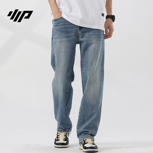 WP2024新款水洗弹力牛仔裤男士夏季薄款美式高街宽松直筒阔腿裤子