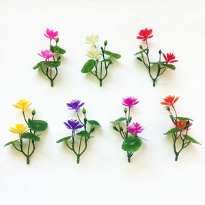仿真小荷花假花塑料假水仙荷叶水族造景餐品装饰多色可选仿真花朵