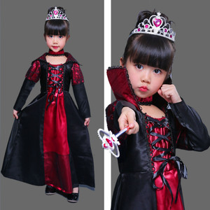 万圣节儿童坏皇后服装白雪公主裙吸血鬼女童巫婆话剧恶毒王后表演
