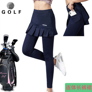 高尔夫长裤裙子女假两件夏季防嗮裤遮臀显瘦速干大码网球连体裤裙