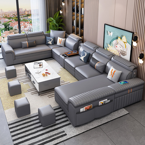 科技布布艺沙发客厅大小户型多功能U型简约现代乳胶沙发整装组合