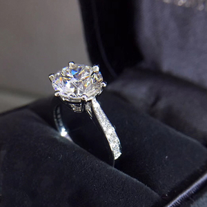 GIA钻石戒指定制3克拉正品群镶钻石求婚结婚奢华气质超大铂金女戒