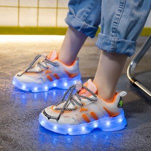 巴柆巴柆儿童发光鞋男童网面带灯鞋闪光LED透气网鞋usb充电女童鞋