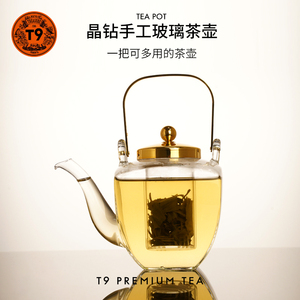 T9晶钻手工玻璃茶壶茶杯可加热耐高温大容量家用泡茶烧水壶450ml