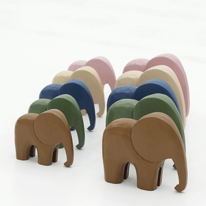 莫兰迪色动物摆件儿童房布置道具客厅玄关软装创意大象造型装饰品