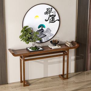 新中式实木玄关桌客厅端景台玄关柜禅意供桌靠墙条案艺术长条窄桌