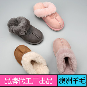 儿童羊毛拖鞋可爱冬天保暖防滑男女小孩亲子款宝宝皮毛一体棉拖鞋