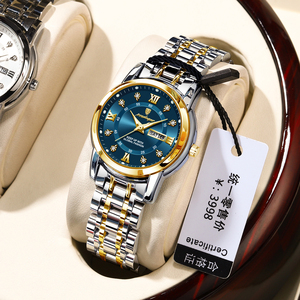 瑞士新款女士手表潮流防水时尚商务双日历手表女学生夜光石英腕表