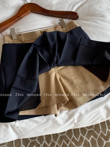 misaaa 解构设计超重工时髦拼接高腰百褶裤裙 精纺羊毛裙+短裤
