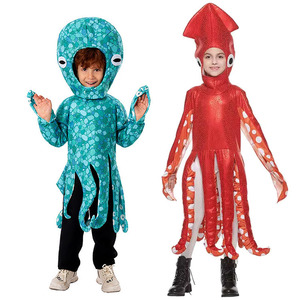 儿童乌贼装扮 八爪鱼连体衣 幼儿园动物派对多足章鱼舞台表演服