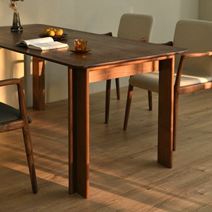 北美黑胡桃木全实木餐桌小户型长方形北欧原木桌子家用简约工作台