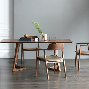北欧实木餐桌简约小户型原木吃饭桌椅餐厅休闲长方形咖啡桌洽谈桌