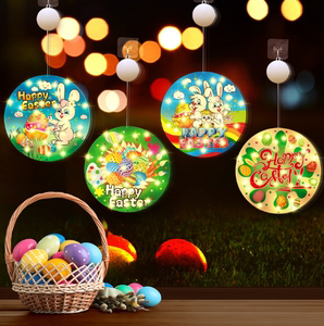 复活节彩灯装饰LED 房间派对布置灯 鸡蛋捣蛋兔子3D挂灯氛围布置