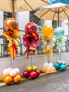 开业周年庆活动气球链立柱气氛装饰用品绿色场景店铺背景墙布置