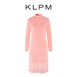 韩国KLPM哺乳连衣裙春秋季哺乳衣外出辣妈款产后浦乳期针织毛衣裙