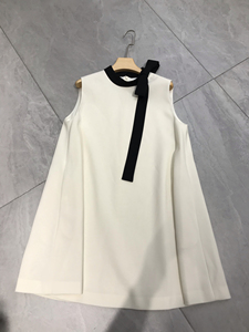 欧洲站醋酸白色小香风连衣裙夏季2024新款无袖中长款黑色高级感