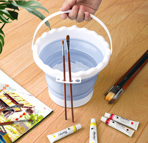 洗笔桶可折叠伸缩多功能硅胶大号水桶儿童美术生便携小号涮笔筒国画色彩颜料水粉画水粉绘画水彩画画专用工具
