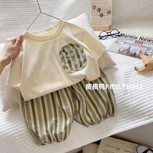 宝宝夏季短袖套装男童韩版薄款日系两件套儿童夏装透气纯棉衣服潮
