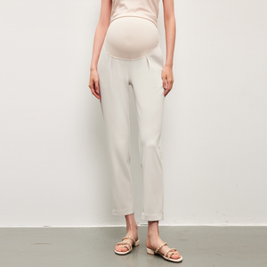 SELLYNEAR孕妇裤子春夏季新款外穿时尚宽松珍珠灰白轻盈9分锥形裤
