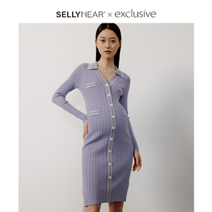 SELLYNEAR孕妇春秋新款针织连衣裙时尚修身法式优雅外出可哺乳裙