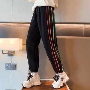韩国SZ冬季2022新款女童卫裤加厚中大童时髦网红一体绒休闲运动裤