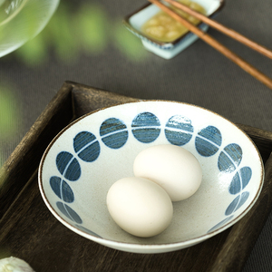 日本原产进口舍米蓝南风波点汤碗深钵汤碗面碗家用陶瓷日式风