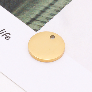 12mm钛钢圆牌金色不锈钢金属激光刻字定制logo饰品手链尾牌diy