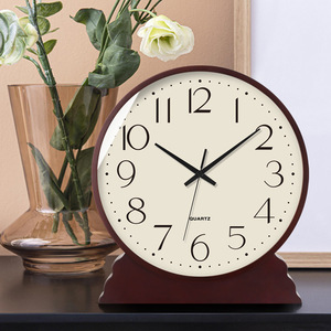 轻奢座钟客厅美式钟表摆件实木复古台式时钟创意时尚电波摆钟静音