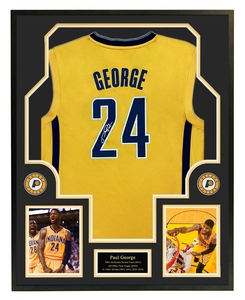 保罗乔治签名步行者24号球衣 PG乔治篮球服 带证书 裱框