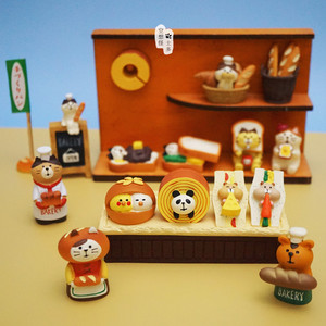 日式zakka decole新款烘焙面包系列猫咪仓鼠熊猫蛋糕食玩微缩摆件
