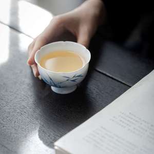 陶瓷杯茶杯青花渐层单只功夫茶主人手绘个人杯品茗茶碗小精致茶盏