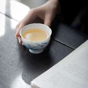 茶盏杯主人单只渐层个人茶碗陶瓷青花精致手绘茶杯小杯功夫茶品茗