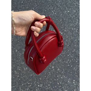 小众设计手提波士顿包2024新款高质感简约可爱单肩斜挎包红色婚包