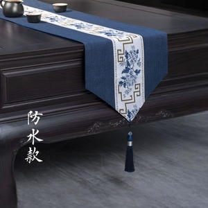 新中式桌旗禅意茶席感长条桌垫盖布床旗茶几垫布桌布茶桌茶垫茶台