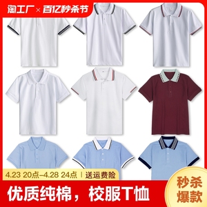 校服短袖小学生夏季polo衫套装中大童幼儿园园服T恤纯棉班服翻领