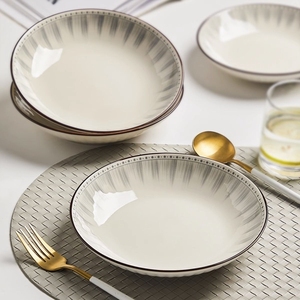 日式家用盘子菜盘陶瓷碗碟套装碗盘餐具深盘碟子方盘高级感釉下彩