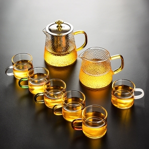 耐热玻璃功夫茶具套装家用泡茶器透明茶杯红茶壶茶壶瓷牌茗锤纹