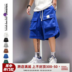 有术克莱因蓝短裤男夏季美式潮牌嘻哈大码宽松潮流运动休闲工装裤